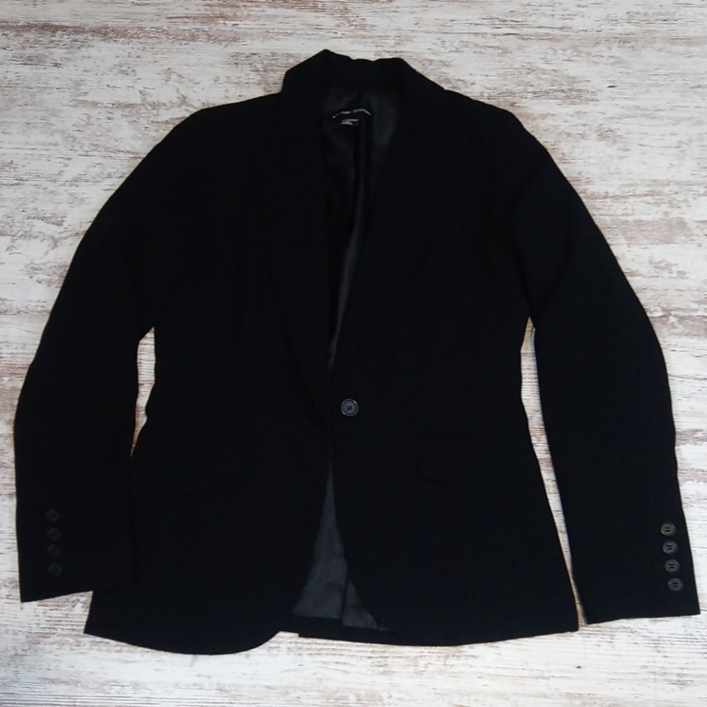 Solid Black Button Down Front Blazer Jacket Suit … - image 1